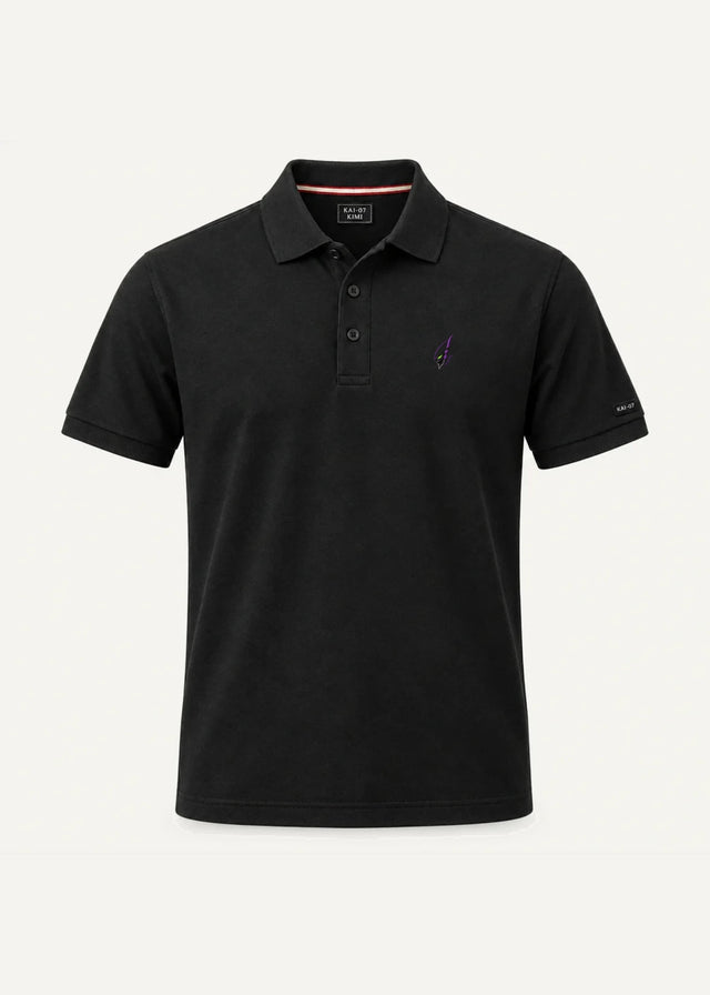 Black KIMI polo, women's line; chest embroidery about 50 mm, original proportions