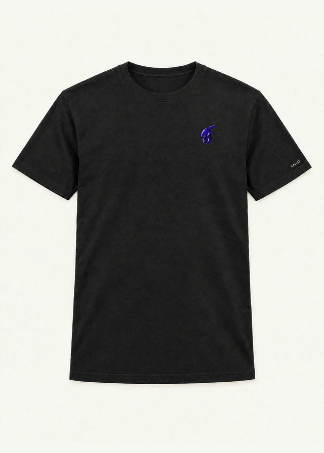 Black KIMI T-shirt, women's line; chest embroidery about 50 mm, original proportions