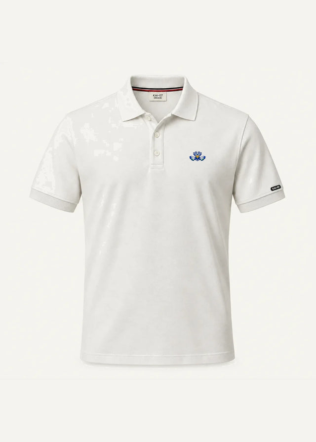 White ORIGIN polo, women's line; chest embroidery about 50 mm, original proportions