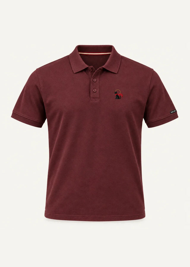 Burgundy RAGÚ polo, women's line; chest embroidery about 50 mm, original proportions