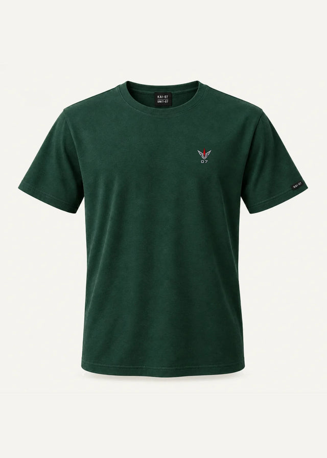Deep green UNIT-07 T-shirt, women's line; chest embroidery about 50 mm, original proportions