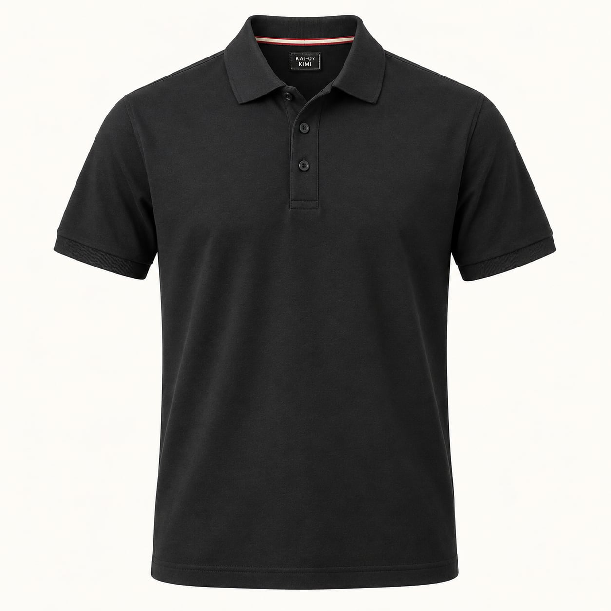 Black KIMI polo, women's line; chest embroidery about 30 mm, original proportions