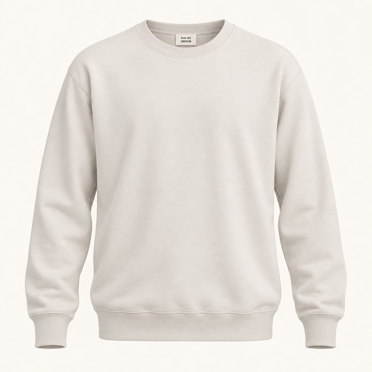 White ORIGIN sweatshirt, women's line; chest embroidery about 100 mm, original proportions
