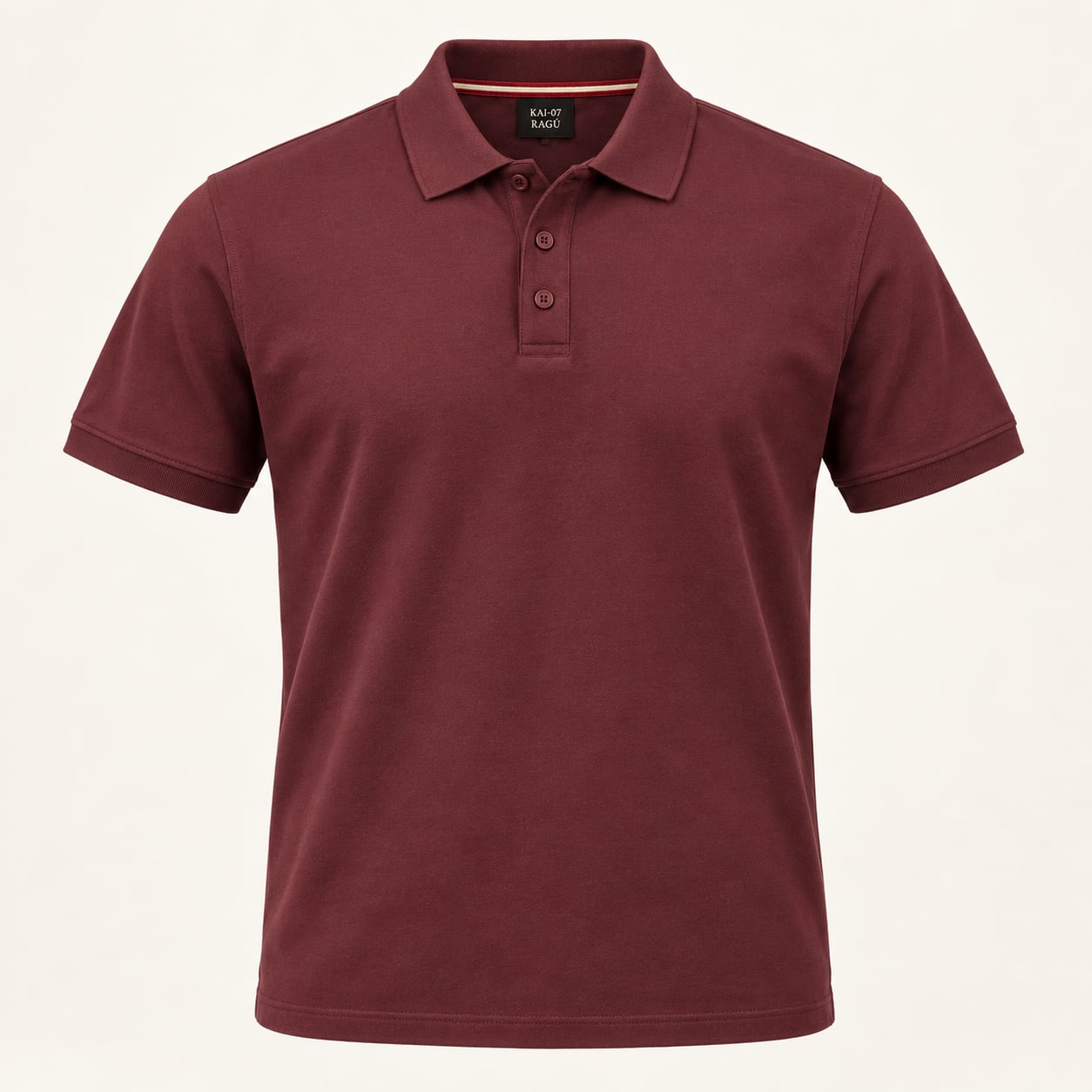 Burgundy RAGÚ polo, women's line; chest embroidery about 30 mm, original proportions