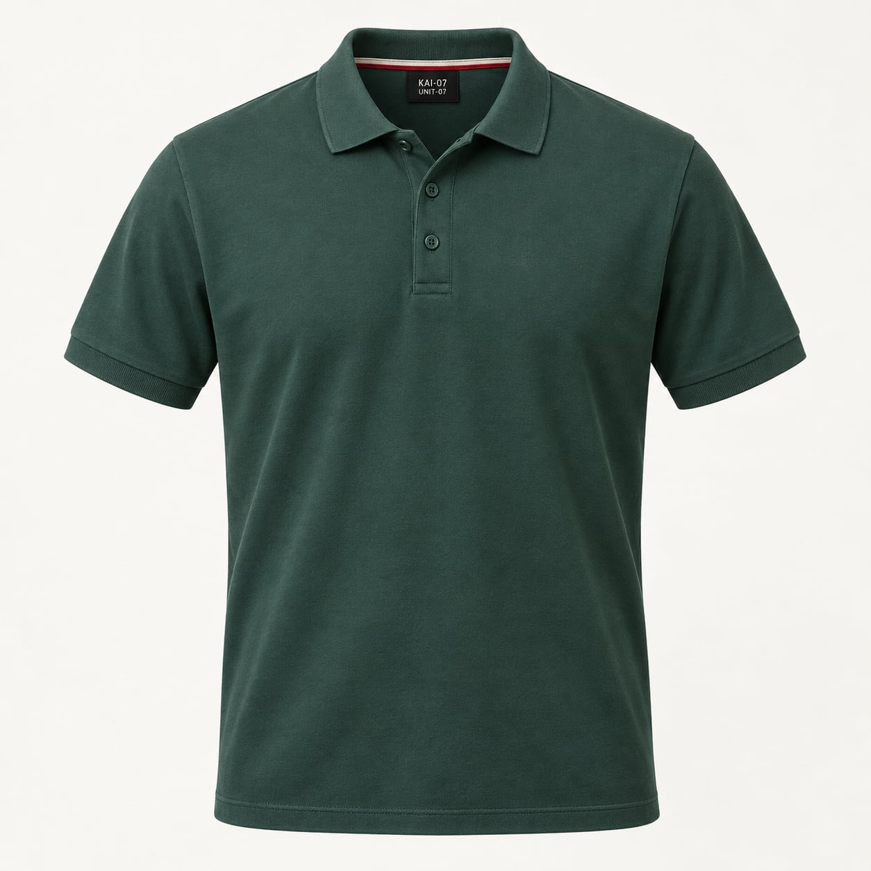 Deep green UNIT-07 polo, women's line; chest embroidery about 30 mm, original proportions