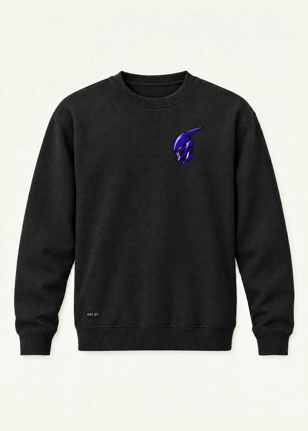 Black KIMI sweatshirt, men's line; chest embroidery about 100 mm, original proportions