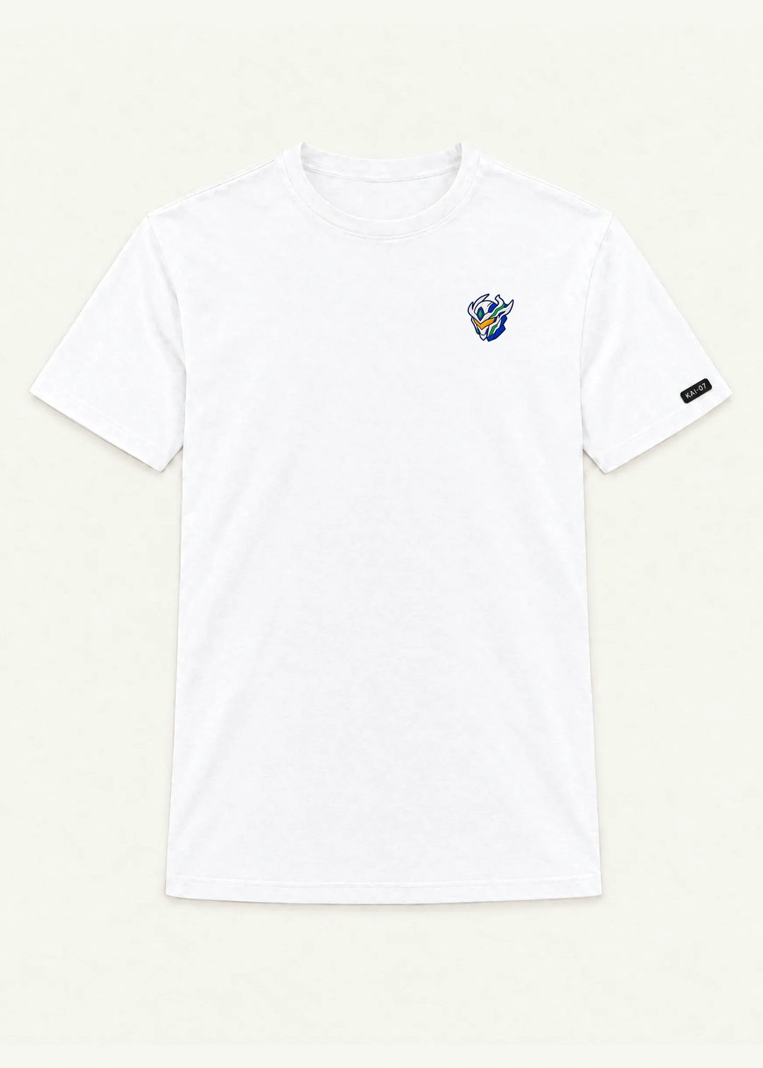 White ORIGIN T-shirt, women's line; chest embroidery about 50 mm, original proportions