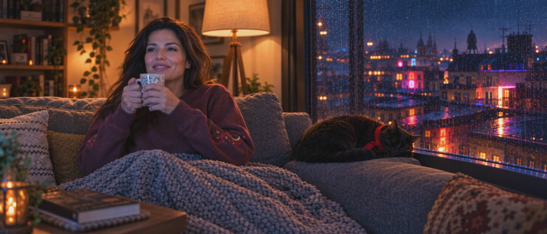 Some mysteries start on the sofa. The lamp flickers, the cat wakes, and a light moves across the rooftops.