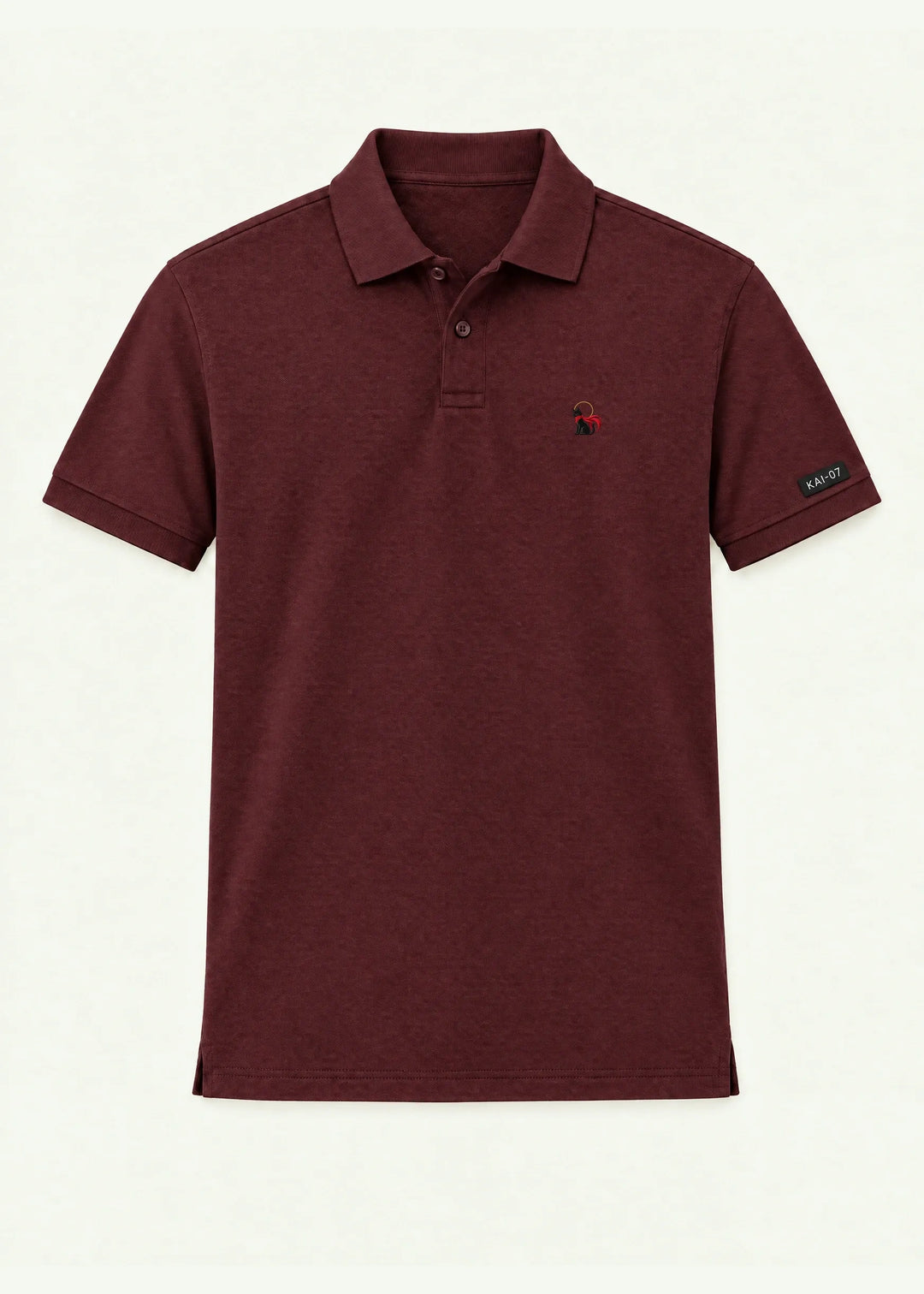 Burgundy RAGÚ polo, women's line; chest embroidery about 30 mm, original proportions
