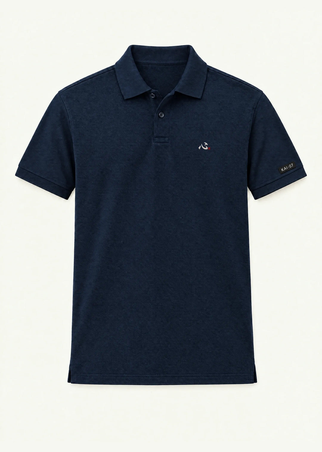 Navy SHIN polo, men's line; chest embroidery about 30 mm, original proportions