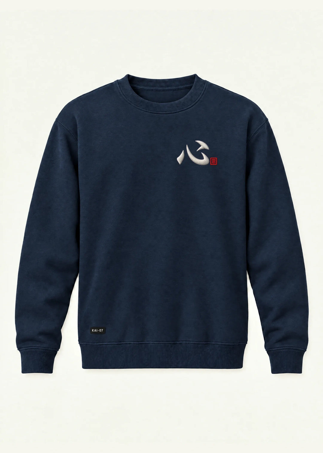 Navy SHIN sweatshirt, men's line; chest embroidery about 100 mm, original proportions