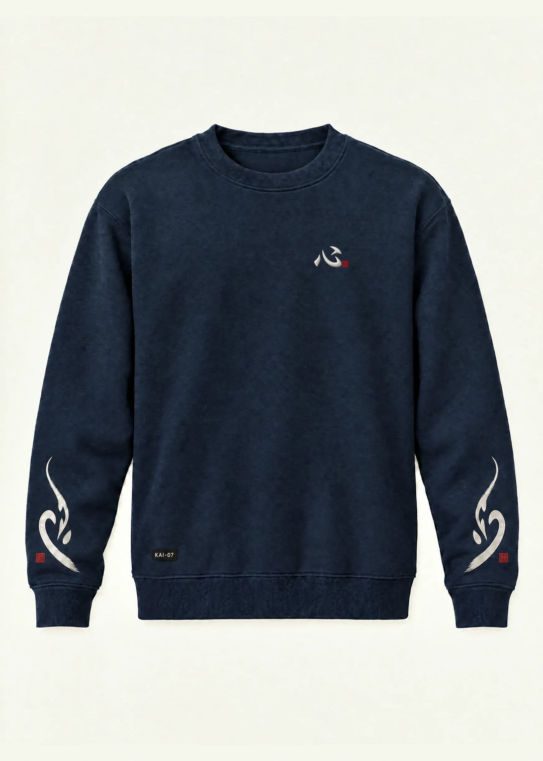 Navy SHIN sweatshirt, women's line; chest embroidery about 50 mm, original proportions
