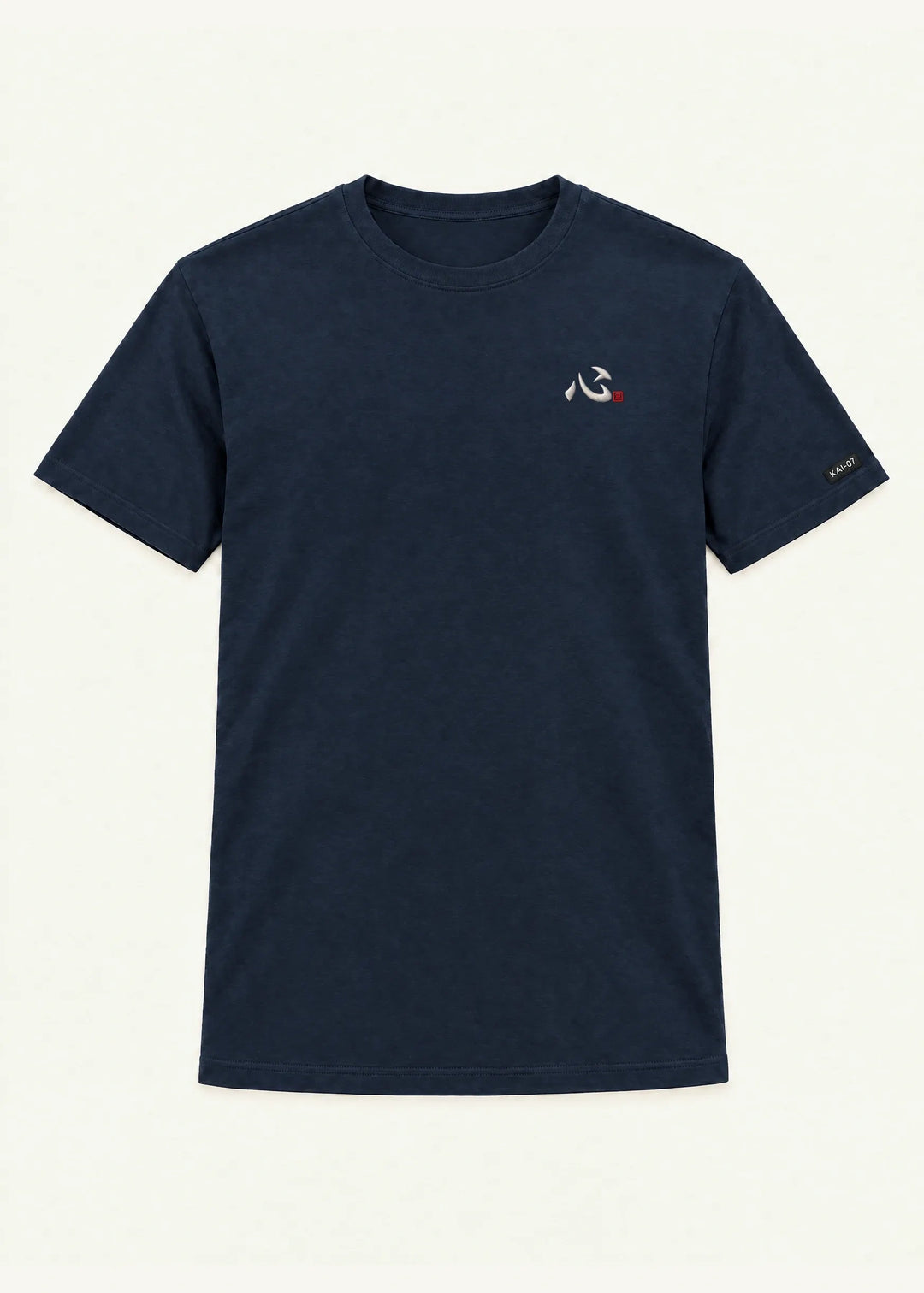 Navy SHIN T-shirt, women's line; chest embroidery about 50 mm, original proportions