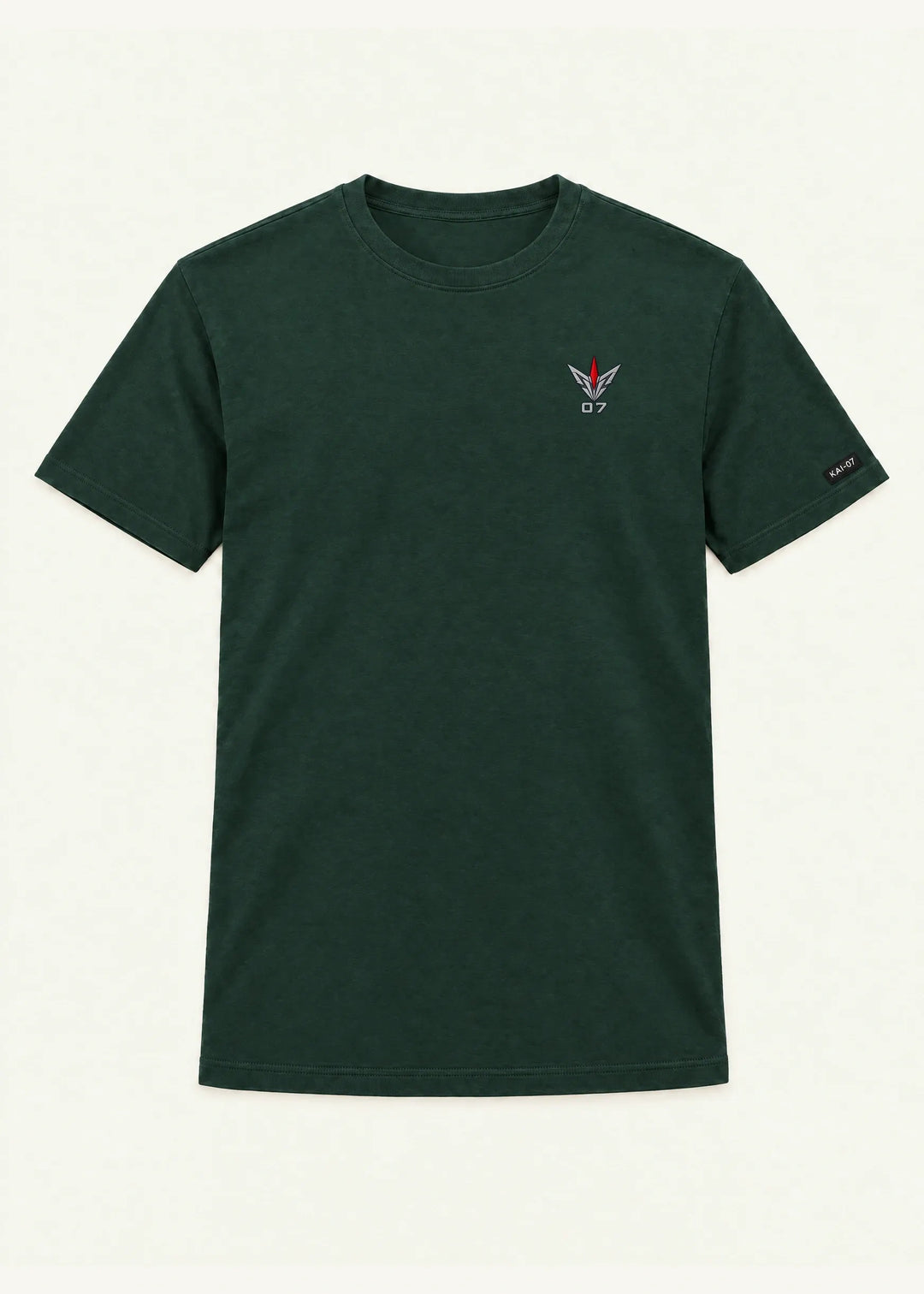 Deep green UNIT-07 T-shirt, men's line; chest embroidery about 50 mm, original proportions